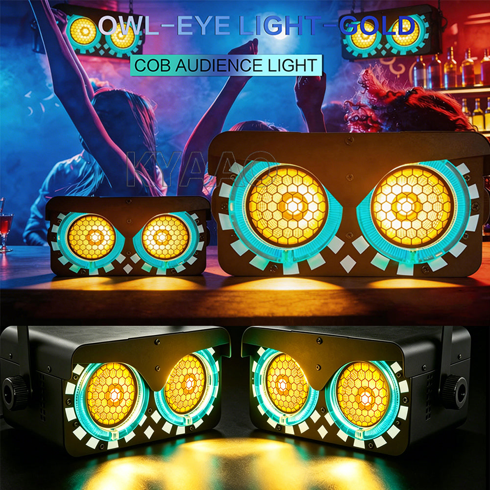 100W Golden COB Audience Light – DMX512 RGB DJ Stage Light, High Power LED Par Can for Wedding, Party, Club, Event | OWL-eye