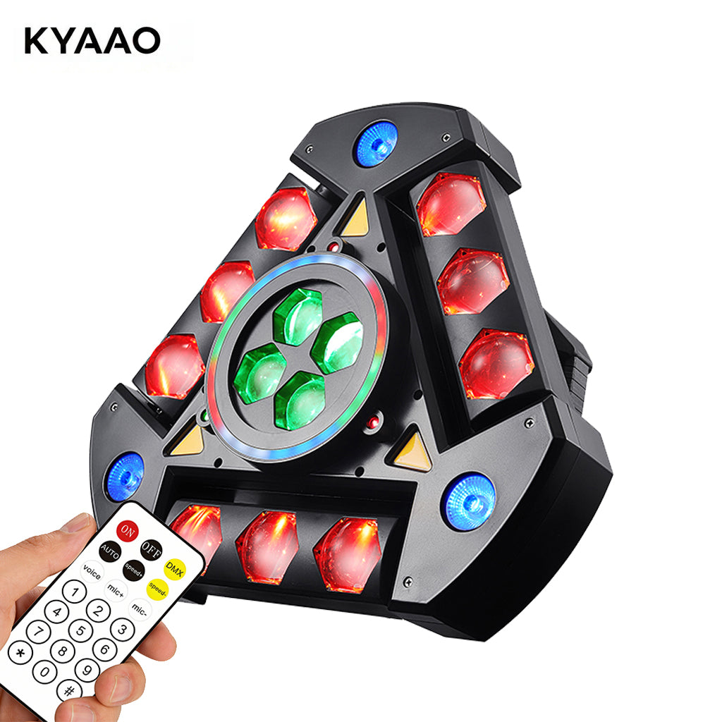 New Spider Light – 13x10W 4in1 Beam LED + RGB Lasers + 24-LED Strip – DMX512 28CH Sound Active Stage Light