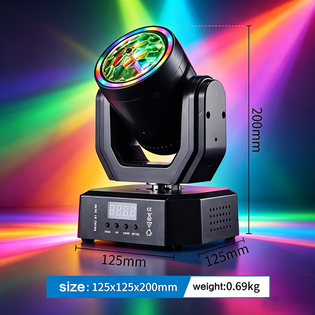 30W LED Mini Moving Head Light RGB Beam & Spot Effect, DMX512 Sound Activated Stage Lighting, Auto & Master/Slave Modes, 20Hz Strobe for DJ & Party
