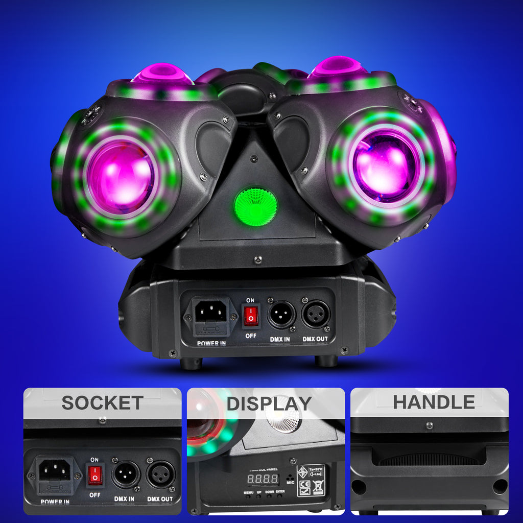 9x15W RGBW 4in1 LED Par Light | 180W DMX512 Stage Wash Uplighting | Sound Active Master/Slave with 12W Strobe for DJ Disco Party