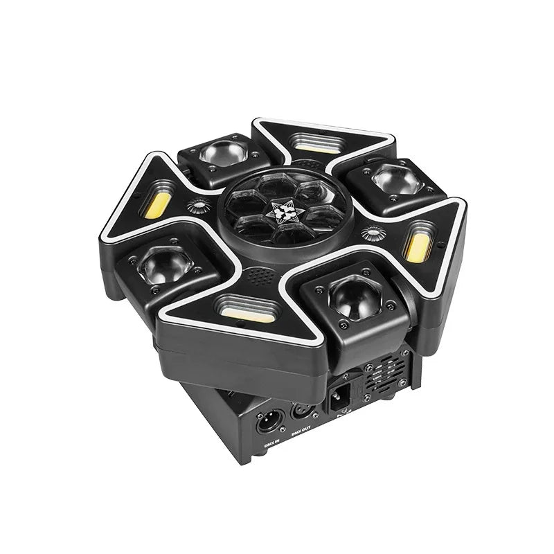 4-Arm Moving Head DJ Light with Red Green Laser & Strobe – DMX/Sound Control for Disco Party Bar