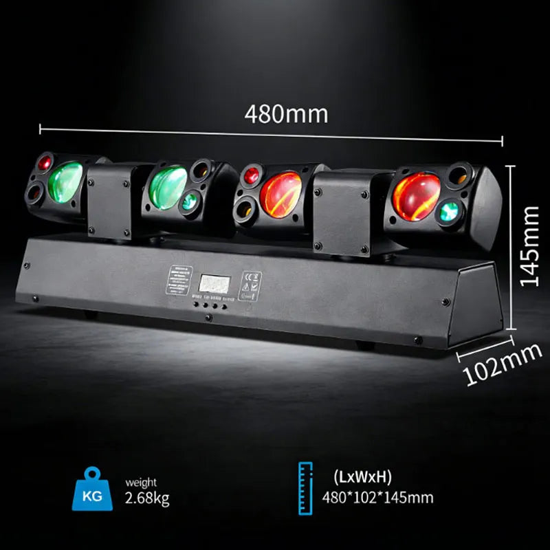 120W Twin-Headed Airship LED Moving Head Stage Light with RG Laser & Strobe, 23CH DMX512 Sound Activated DJ Disco Club Party Light