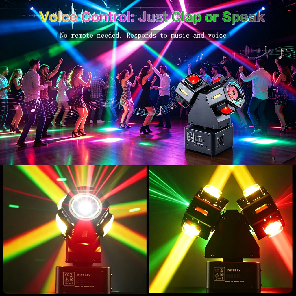120W Dual Head Mini Moving Head Laser Light RGBWAU Meteor Effect DJ Club Party Stage Lighting DMX512 Sound Active