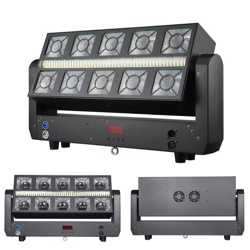Professional 10x25W RGBW Beam + 160x0.3W RGBYA Wash + 96x1W Strobe LED DJ Stage Light - DMX512 Sound Active for Disco Party Event