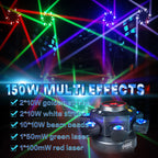 150W  Professional Stage DJ Moving Head Laser Lights DMX512 Strobe Light RGBW LED Beam 150W Disco Wedding Party Audience Lighting