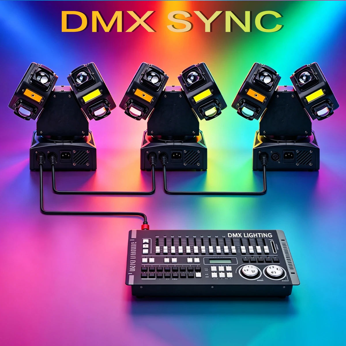 Bimurine Gecko Shadow of War Dual Head Moving Head 100W DMX512 Stage Light with Laser & RGB Panels DJ Party Light