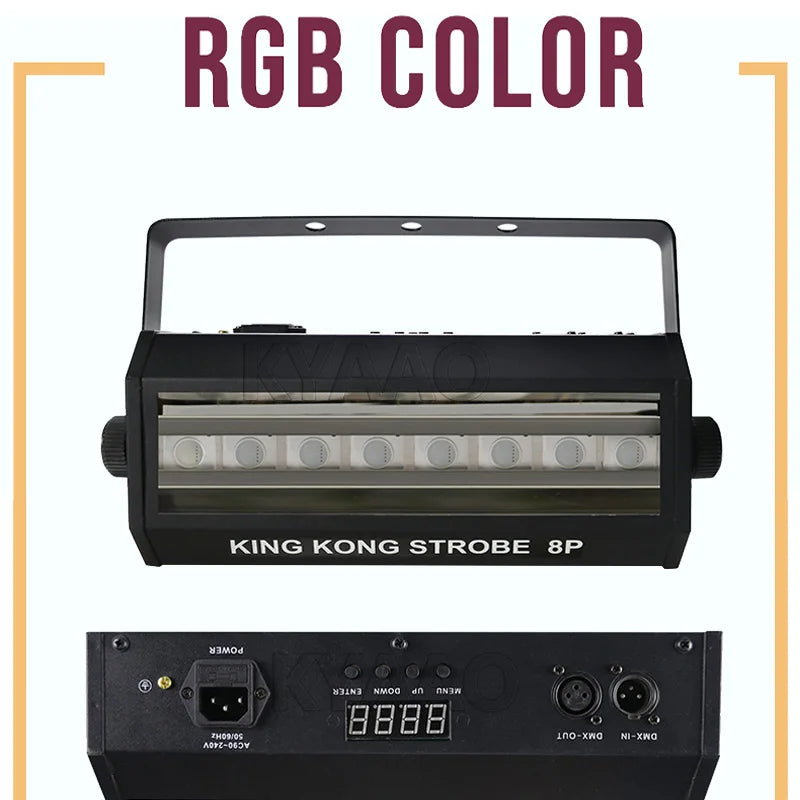 LED 200W Strobe Disco Light Music Stroboscope DJ RGB Flash Light for Wedding Party DMX 512 Control System