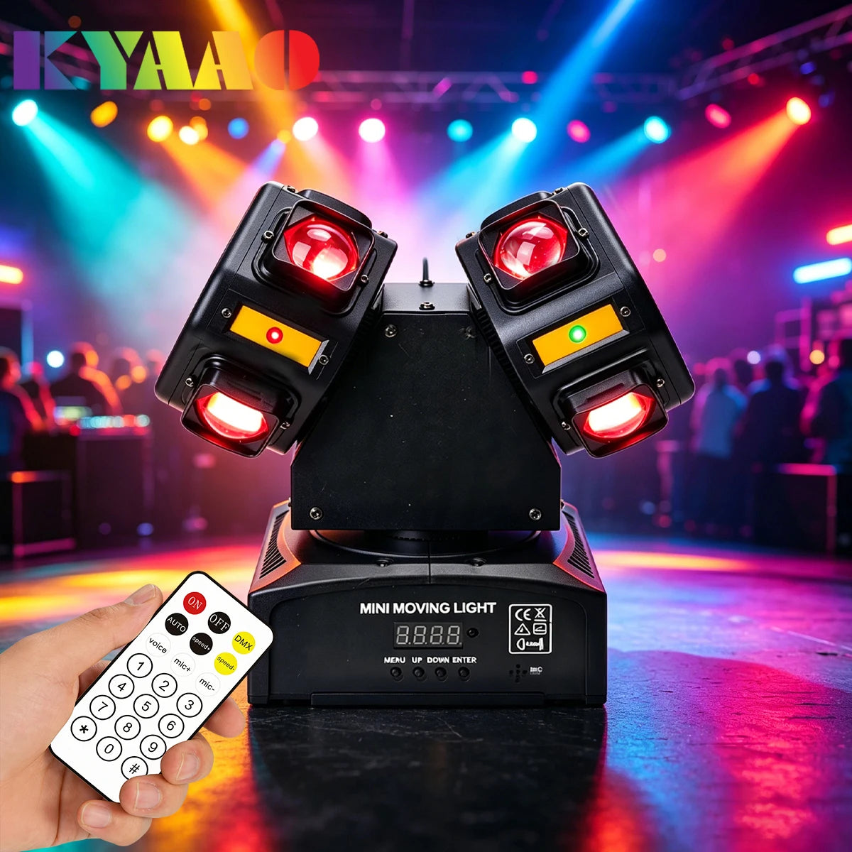 Bimurine Gecko Shadow of War Dual Head Moving Head 100W DMX512 Stage Light with Laser & RGB Panels DJ Party Light