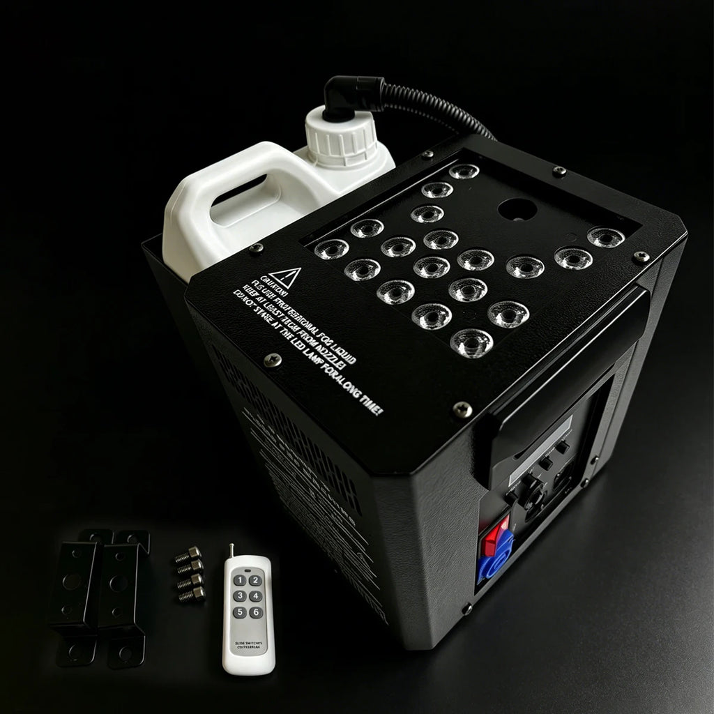 2000W Pro Stage Smoke Jet Machine with RGB LED Fog Effect DJ Disco Party Fogger DMX512 Remote for Halloween and Wedding Events