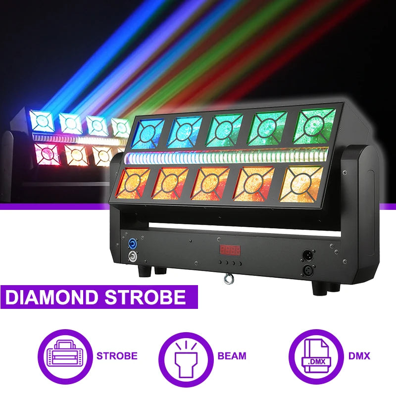 Professional 10x25W RGBW Beam + 160x0.3W RGBYA Wash + 96x1W Strobe LED DJ Stage Light - DMX512 Sound Active for Disco Party Event