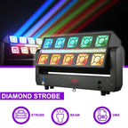 Professional 10x25W RGBW Beam + 160x0.3W RGBYA Wash + 96x1W Strobe LED DJ Stage Light - DMX512 Sound Active for Disco Party Event