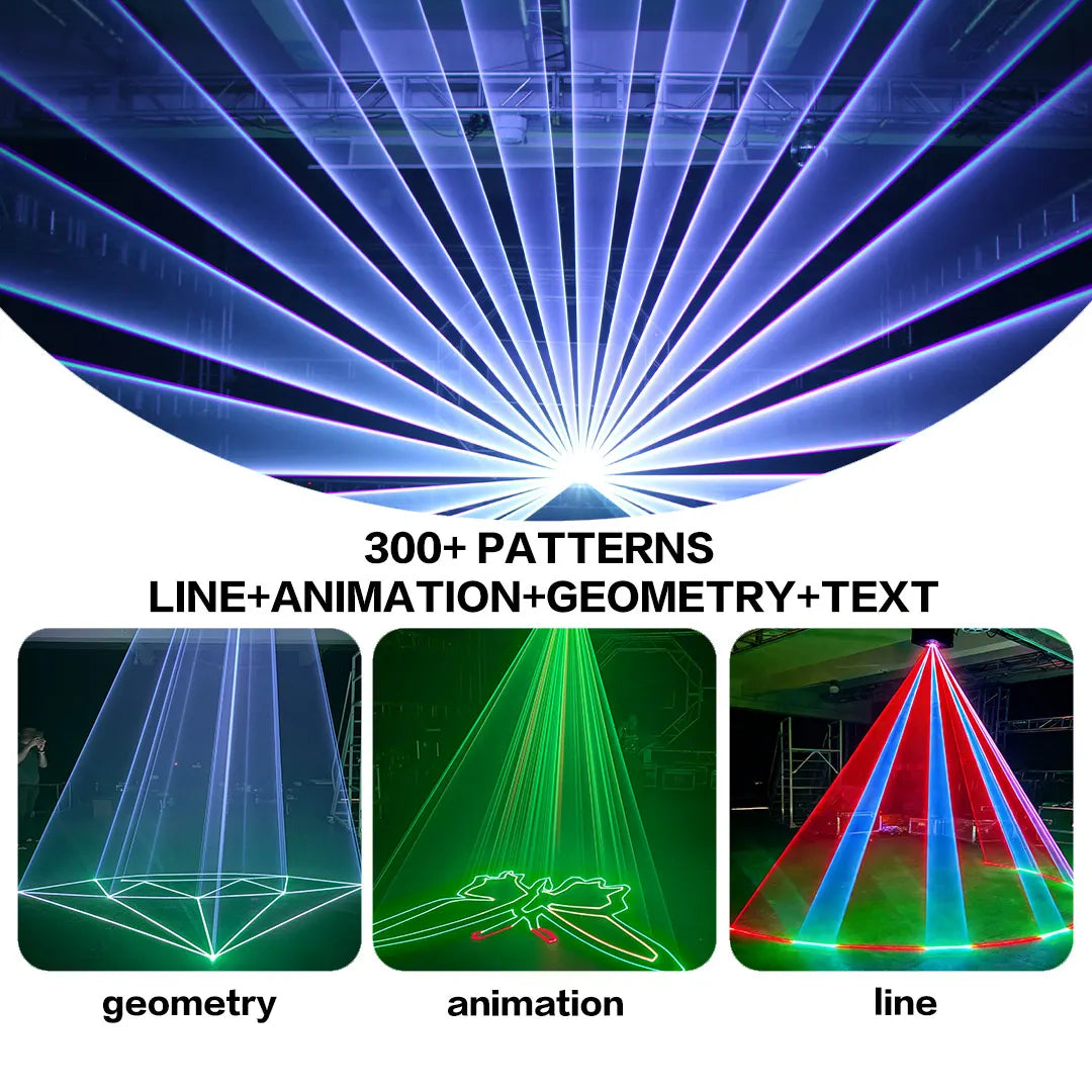 15W Professional Stage Laser Show with ILDA DMX Equipment for Events Clubs Bars Weddings Dance Activities Mall Lighting
