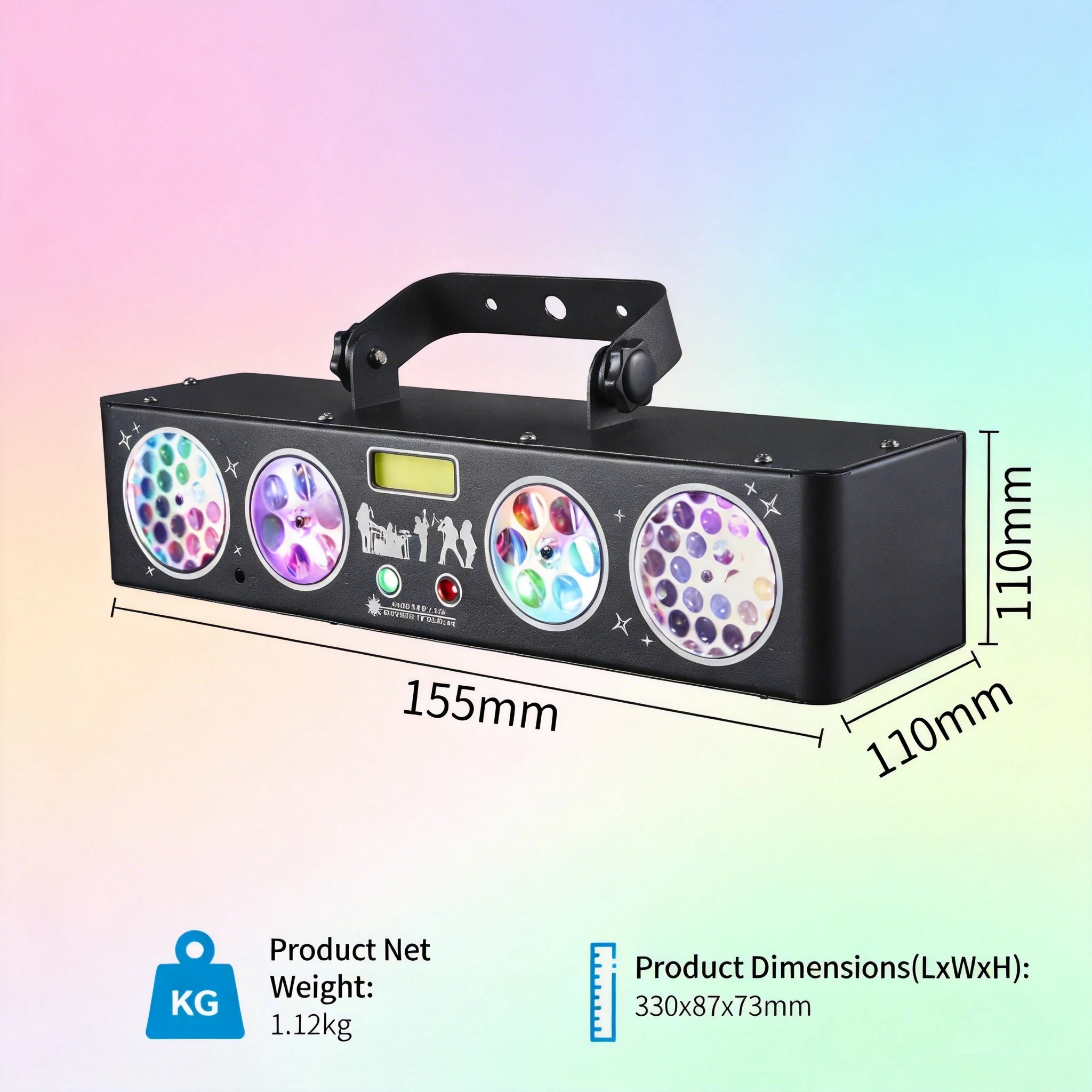 2026 Newest 6-in-1 Stage Effect Light – 50W RGB+White/Pink/Orange LED & Red/Green Laser Sound Activated + DMX Remote Control DJ Disco Party Light for Wedding Bar Club