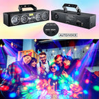 2026 Newest 6-in-1 Stage Effect Light – 50W RGB+White/Pink/Orange LED & Red/Green Laser Sound Activated + DMX Remote Control DJ Disco Party Light for Wedding Bar Club