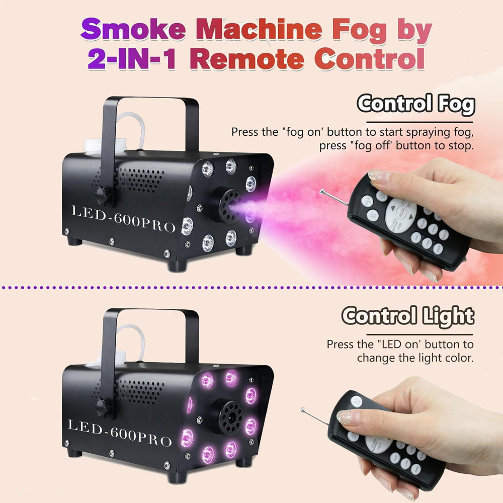 500W DJ Smoke Machine with Wireless Timer Remote Mini Portable Fogger for Halloween Parties Stage Disco & Holiday Events
